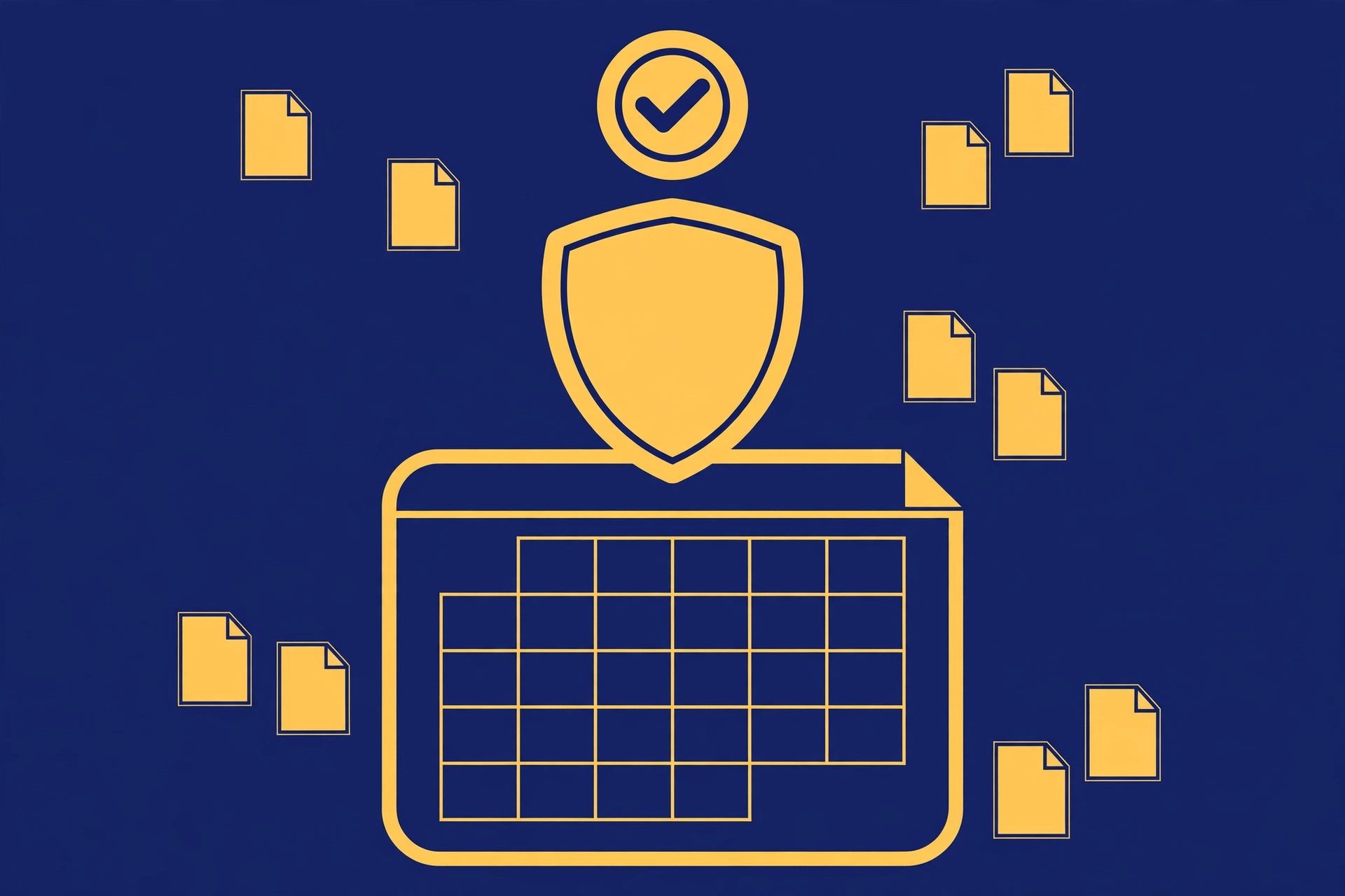 Calendar with shield and checkmark, representing tax compliance and deadlines